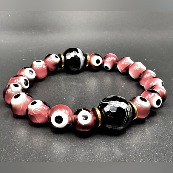 ISHI BRACELETS Jewelry - MALOCCHIO ONYX  NATURAL STONES BRACELET 7”